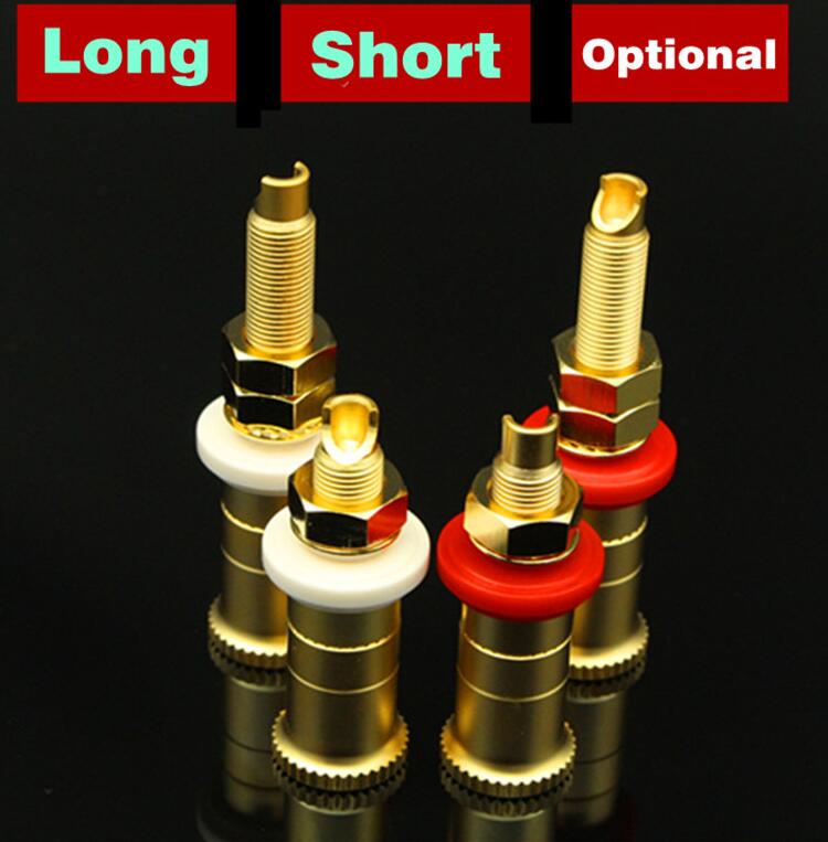 2Pcs Gold Plated Brass HIFI Binding Post Banana Plug Socket Terminal Connector For Amplifier Speaker Audio Cable Home Theater Wiring Accessory