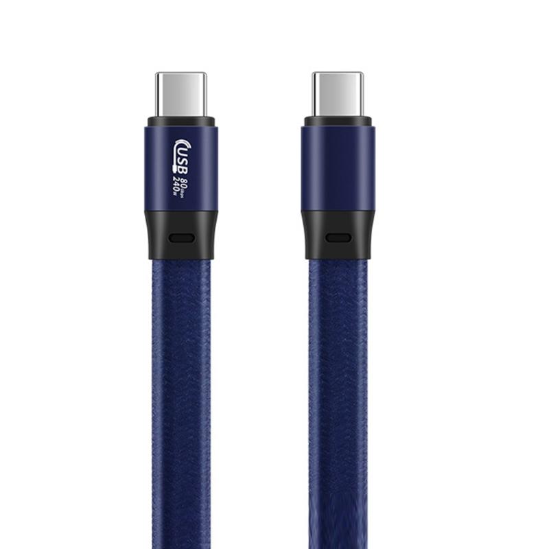 Гибкий USB4 Type C Зарядный Кабель Провод 80 Гбит/с Передача 240 Вт Дорожный Плетеный Шнур Поддержка Двойного 8K Дисплея