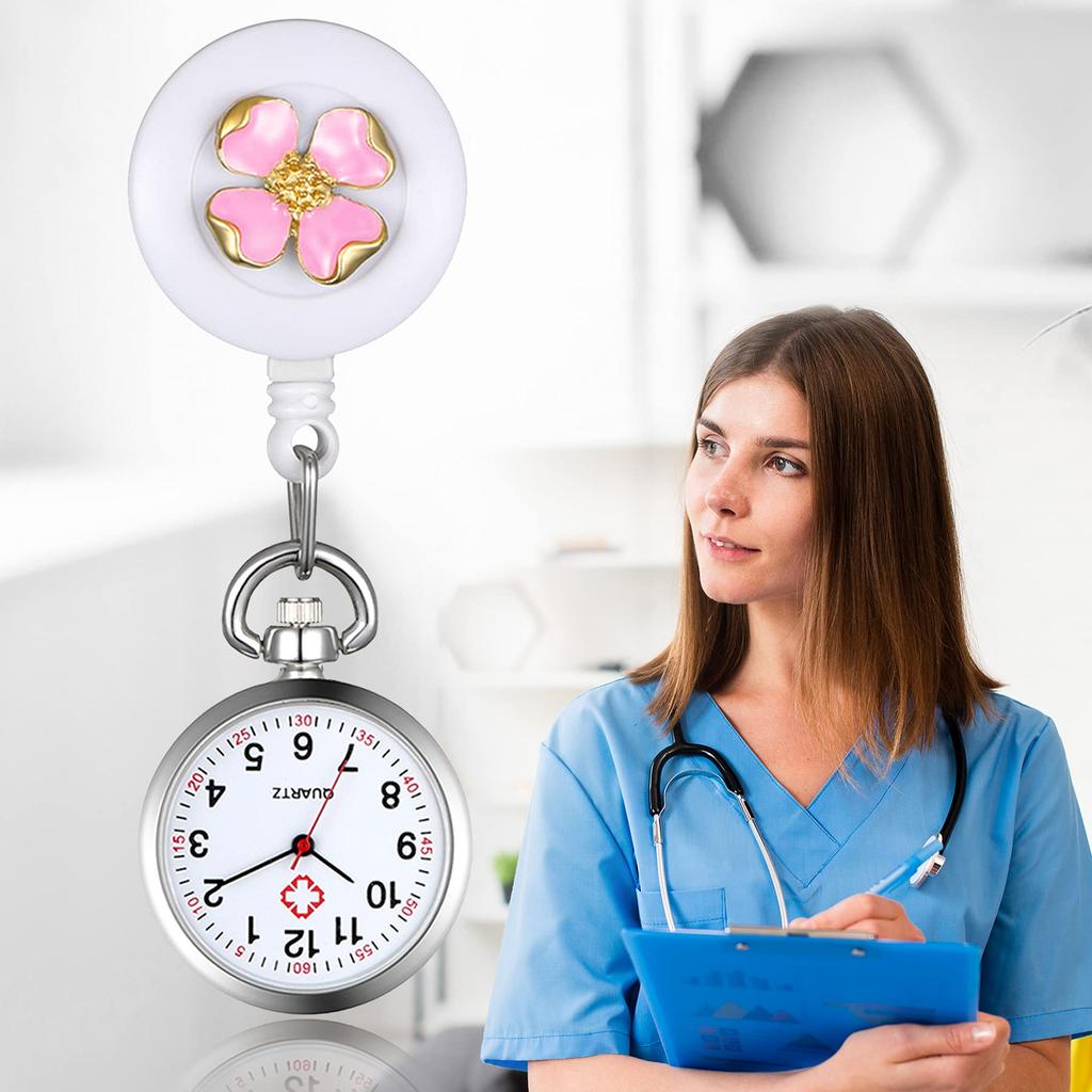 Карманные часы Lancardo Nurse для клипсы, легко покрываются лаком, 3 цвета на выбор, эластичные часы, для медсестер, тип, унисекс, цифры, для чтения, женские, лепестки,