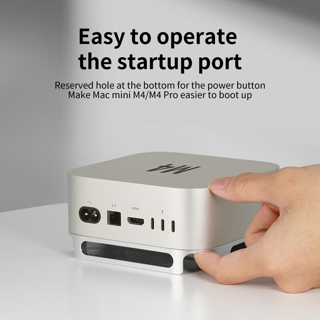 Desktop Stand Computer Riser Dustproof Base Heat Dissipation Bracket Aluminum Alloy Cooling Holder Dock for Mac mini M4/M4 Pro