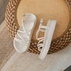 2025 New Cross-strap Rhinestone Buckle Beach Roman Shoes Round Head Casual Versatile Platform Sandals Women's Summer
