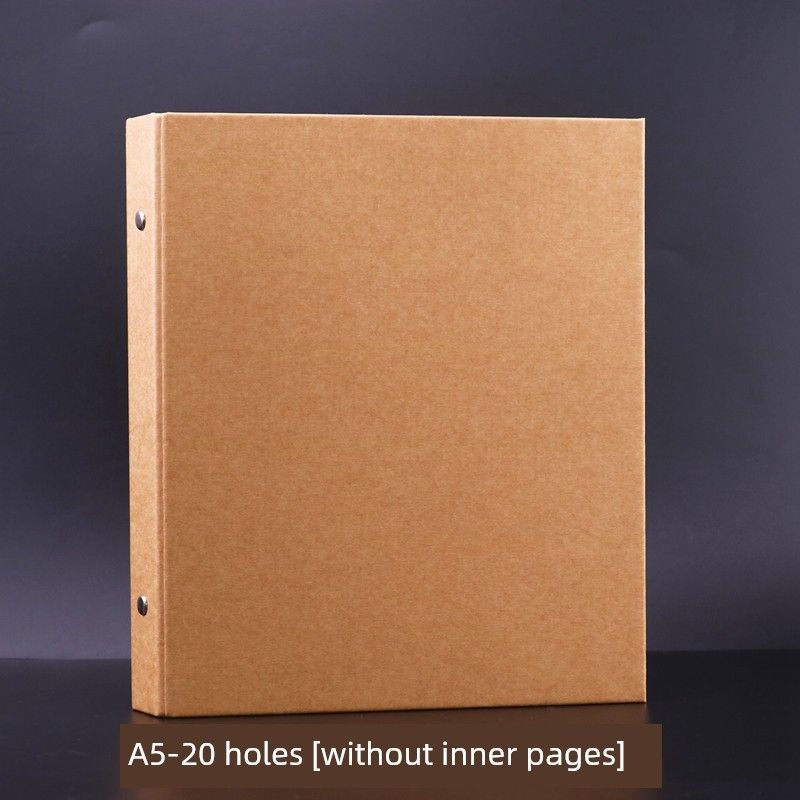 A5 Cowhide Loose-Leaf Binder Shell Information Bag Storage File Folder Folder 20-Hole Student inside Pages of Notebook Paper Clip