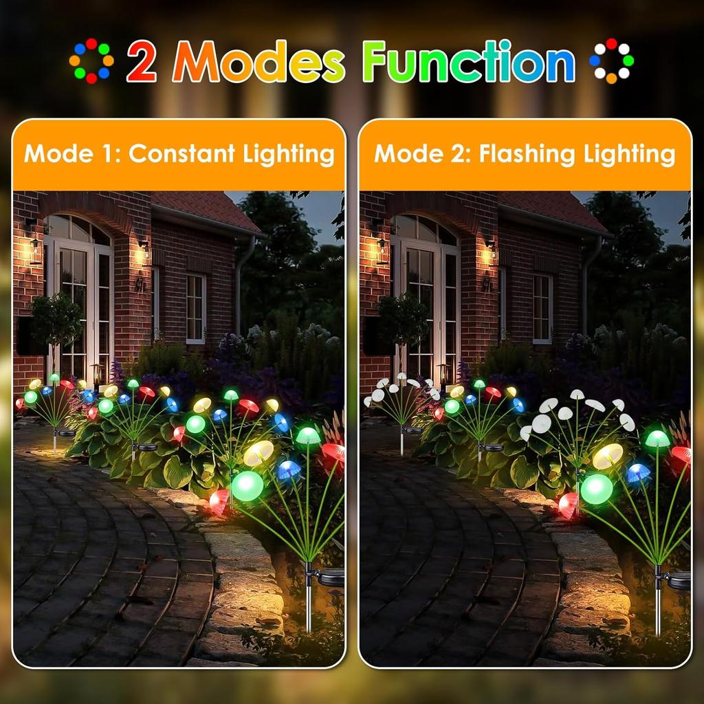 Садовые светильники на солнечной батарее в виде грибов, уличные, водонепроницаемые IP65, свет-медуза, колышутся на ветру, для наружного сада, декор в виде грибов