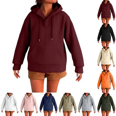 Женский модный пуловер с длинными рукавами и однотонная толстовка с капюшоном