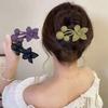 Fashion Matte Flower Hairpins Vintage Rhinestone Non-Slip Clip Claw Clamps Women Girls Hair Accessories Party Headwear Gift