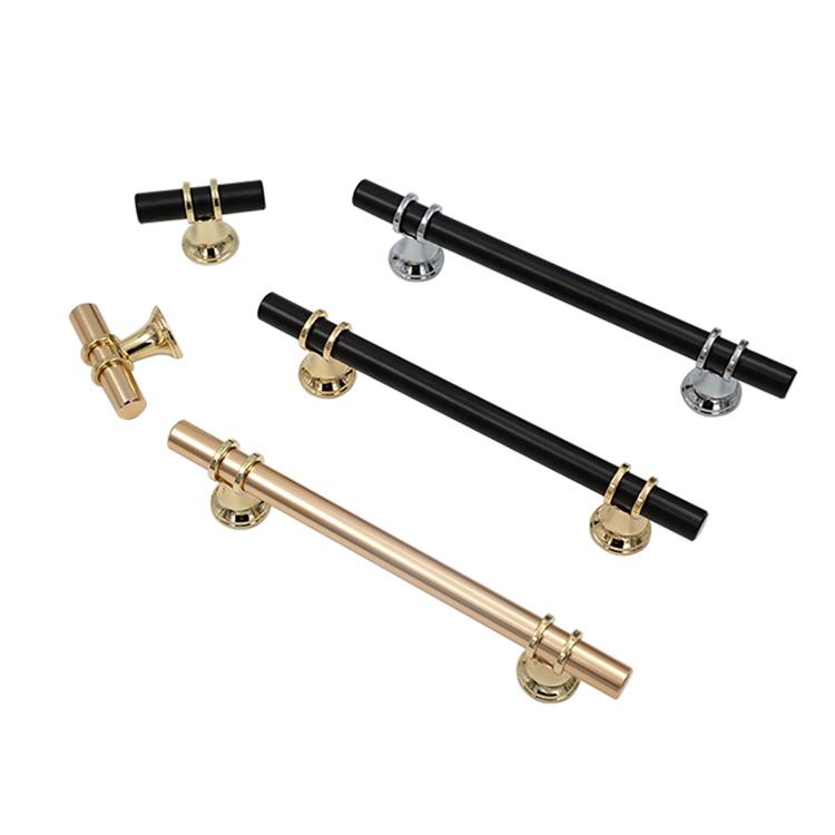 New Design Luxury Gold Black Aluminum Drawer Knobs Cabinet Pulls Handles Furniture