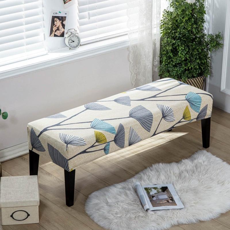 1 шт. Длинный чехол для табурета Нескользящий чехол для длинной скамьи Пылезащитный протектор для скамьи Чехол-накидка Цветочный принт Полная обертка Эластичный чехол-накидка