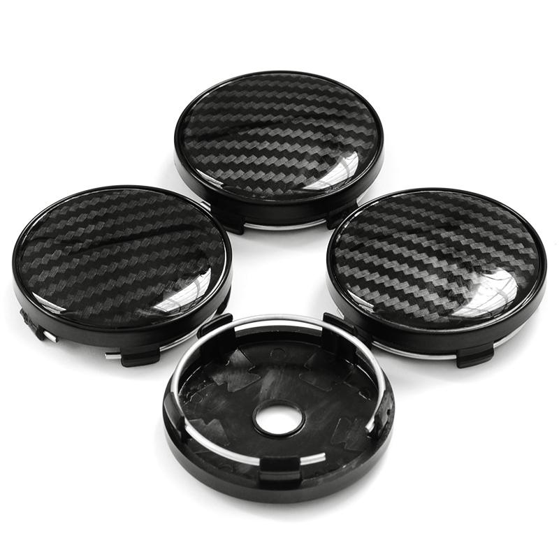 4pcs 60mm with 56mm Aluminum+Resin 3D Carbon Fiber Pattern Logo Car Wheel Center Hub Cap Dust-proof Cover Car
