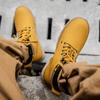 Модные мужские осенне-зимние ботинки до щиколотки желто-коричневые с мехом из натуральной кожи повседневная обувь высокого качества для мужчин на открытом воздухе рабочая обувь 2024
