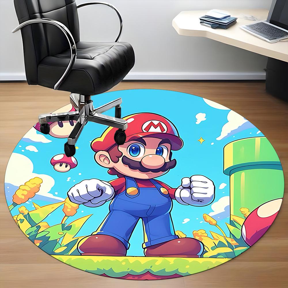 1pc Mario Adventure Office Round Area Rug, Under Office Chairs Bedroom Living Room Home Decor a1016238