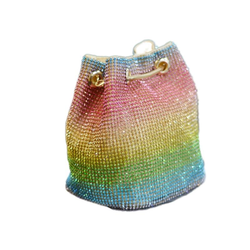 SCIONE Сумка через плечо, женская сумка-цепочка, женская сумка-ведро из цветной сетки с бриллиантами