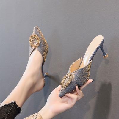 Модные женские мюли-тапочки и женские сандалии, сексуальные туфли на каблуке с рейнстонами, летняя распродажа, шлепанцы, уникальные нескользящие повседневные ПВХ шлепанцы