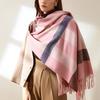 2024 Autumn/Winter New Tassel Scarf Women'S Imitation Cashmere Large Grid Fashion Twill Warm Shawl Travel