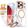 Прозрачные чехлы для телефона Magsafe для iPhone 17 Pro Max Air 14 15 Plus 11 13 12 16 Pro 16E Металлический держатель камеры Защитная крышка