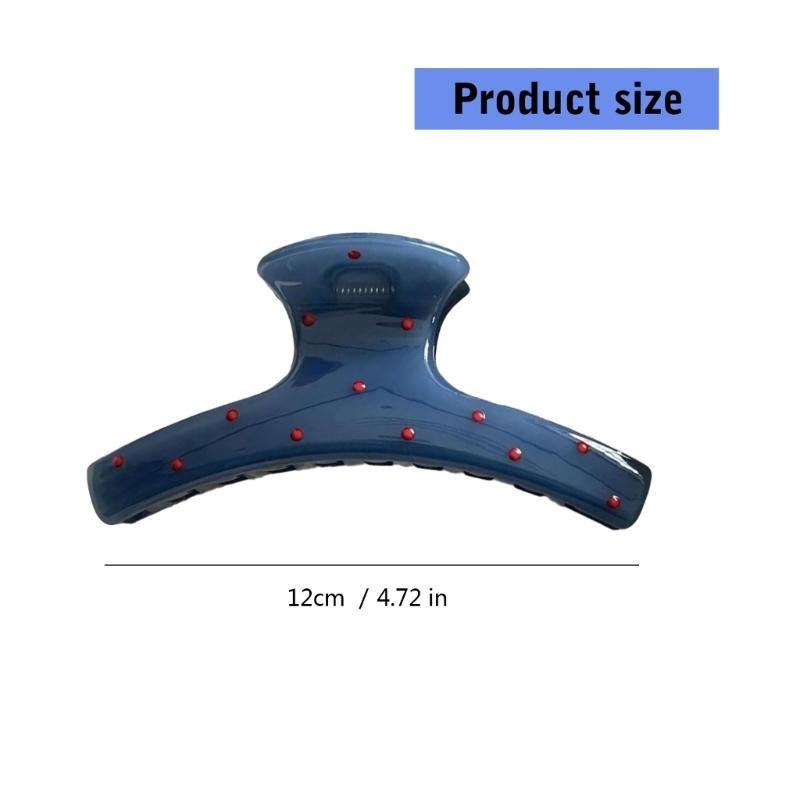 Fashionable and Elegant Blue Polka Dots, Red Bow, Comb-style Updo Hair Shark Clips, High-end Retro, Niche Hair Accessory Clips