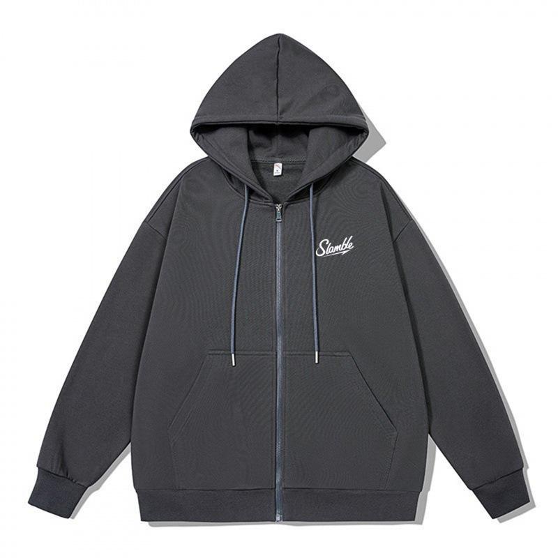 Unisex Slamble Print Loose Casual Zipper Hoodie