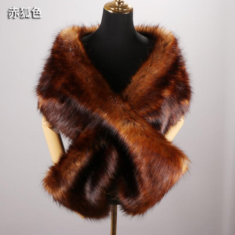 Womens Warm Faux Fur Shawl Wrap Winter Stage Performance Plus Size Wide Collar Cape Scarf