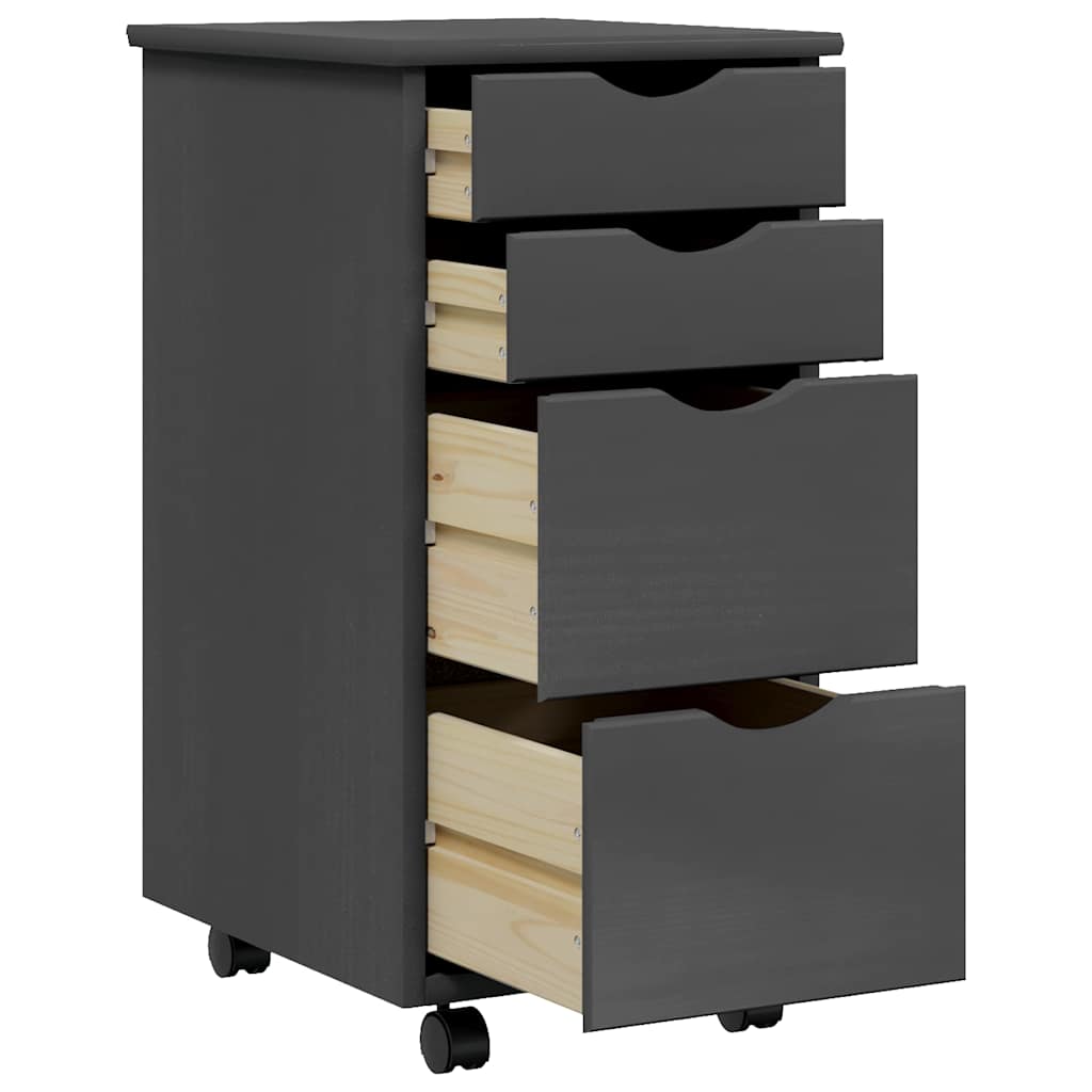 Mobile Drawer Cabinet MOSS Grey Solid Pine Wood