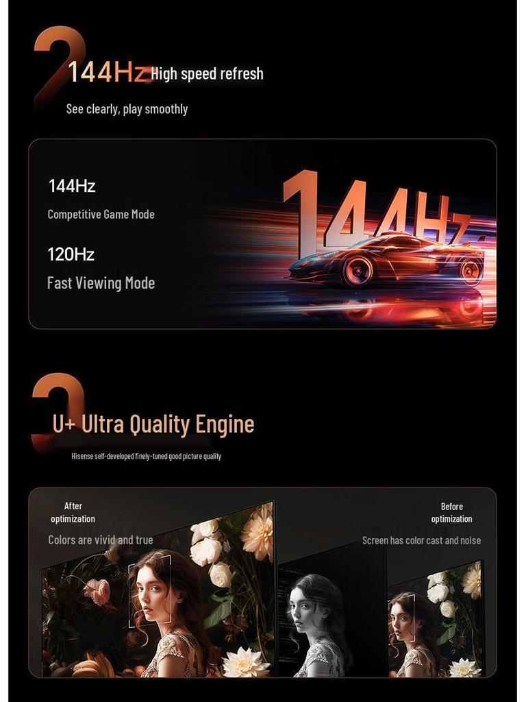 Hisense E5Q 50" 4K MiniLED телевизор с 144 Гц, ультракачеством изображения и высокой яркостью