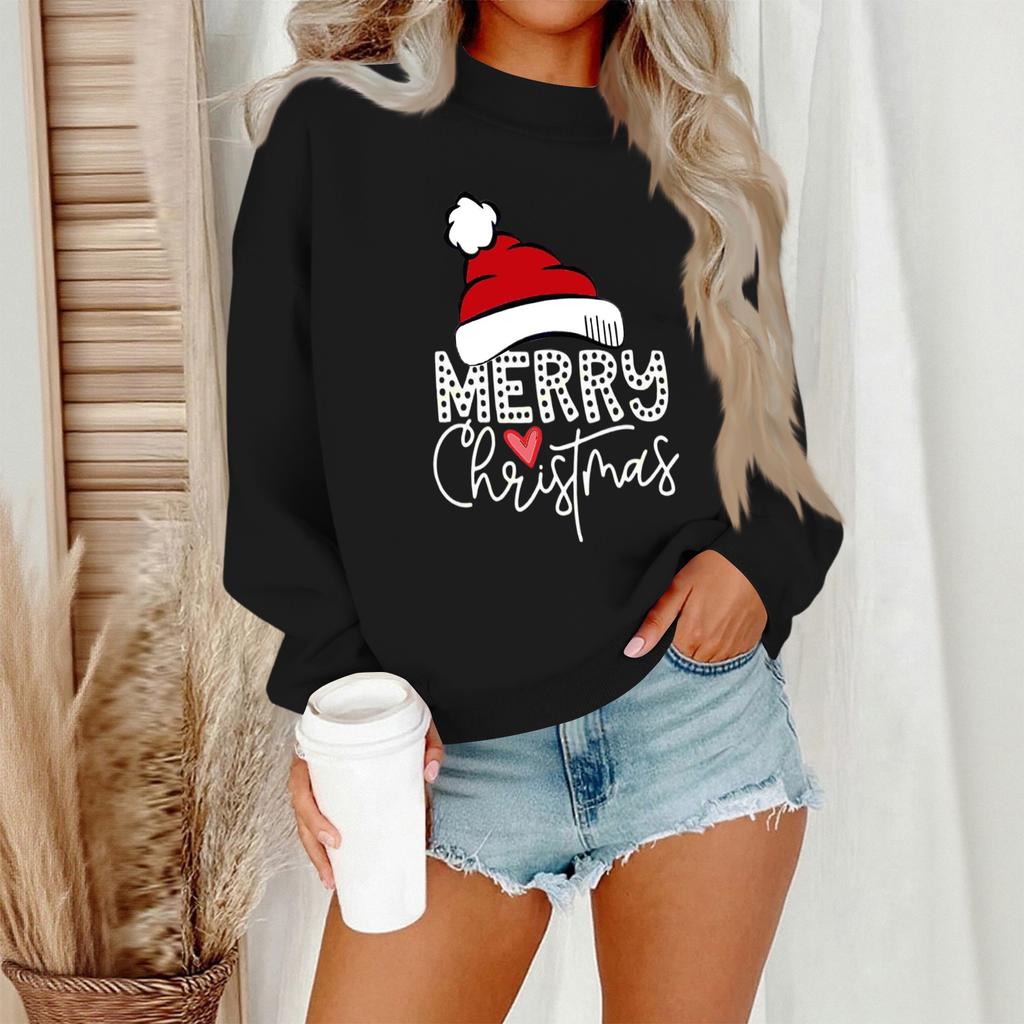Женский повседневный модный свитшот с круглым вырезом и длинными рукавами с рождественским принтом