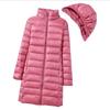 Winter  Womens Down Jackets Long Ultra Light Thin Casual Coat Puffer Jacket Slim Remove Hooded Parka