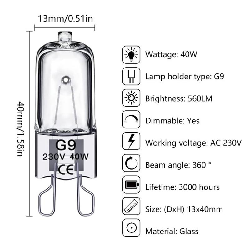 12V 220V 2-Pin Type G4/G5.3/G9 Halogen Lamps Lights 20W/25W/35W/40W Clear Each Bulb For Home Decoration