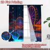 2D flat printing 2pcs Curtain Amusement park night Ferris wheel Digital Printed Polyester Drapes Family Party for All Occasions