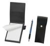 Переработанная мини-обложка для блокнота из коровьей кожи черная с круглым кнопочным пеналом черный металлический стержень шариковая ручка набор синяя & LS022PB-BRSB-WZ2067BP-L