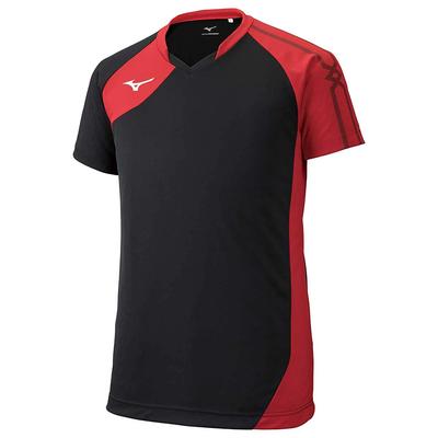Mizuno Волейбольная игровая майка (Короткий рукав), V2MA9001, Черный/Красный, Размер L (Японский размер L)
