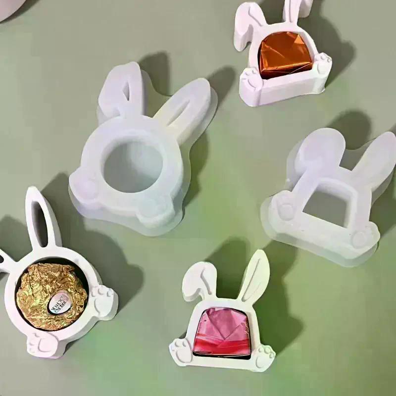 'Милая Мини-форма для Пасхального Кролика из Силикона DIY Форма для Конфет, Шоколада, Свечей, Ароматического Гипса Ручной Работы Форма для Домашнего Украшения