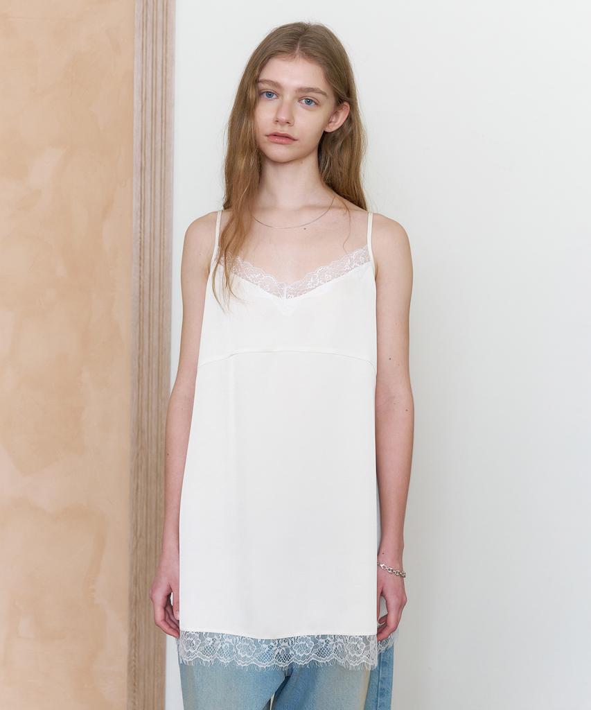 Tudment Satin Lace Slip Dress_Cream