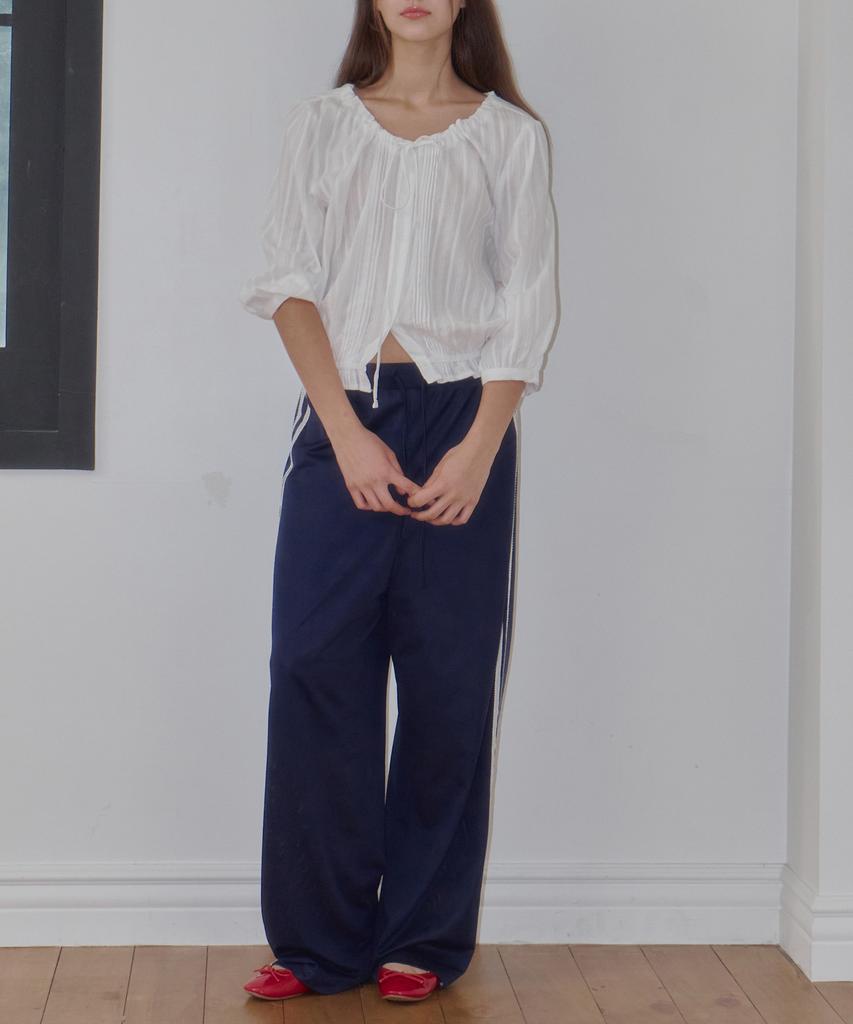LOSSYROW Mesh Lace Track Pants Navy