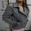 Noora Women's GREY Байкерская куртка из натуральной овечьей кожи, стильная мотоциклетная облегающая кожаная куртка, клубная куртка для свидания в кино, подарок на зиму