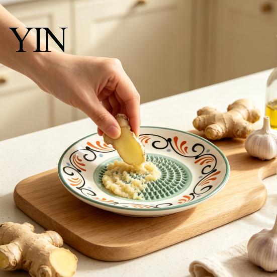 Керамическая терка для чеснока и имбиря, ручная терка-миска для кухни, нескользящая миска для измельчения чили и орехов, кухонная терка-измельчитель для пюре