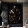 Black and Gold Samurai Medieval Warrior In Armor Figure Canvas Wall Art Paintings Printed Modern Classic Retro Luxury Artwork Posters Home Decorations