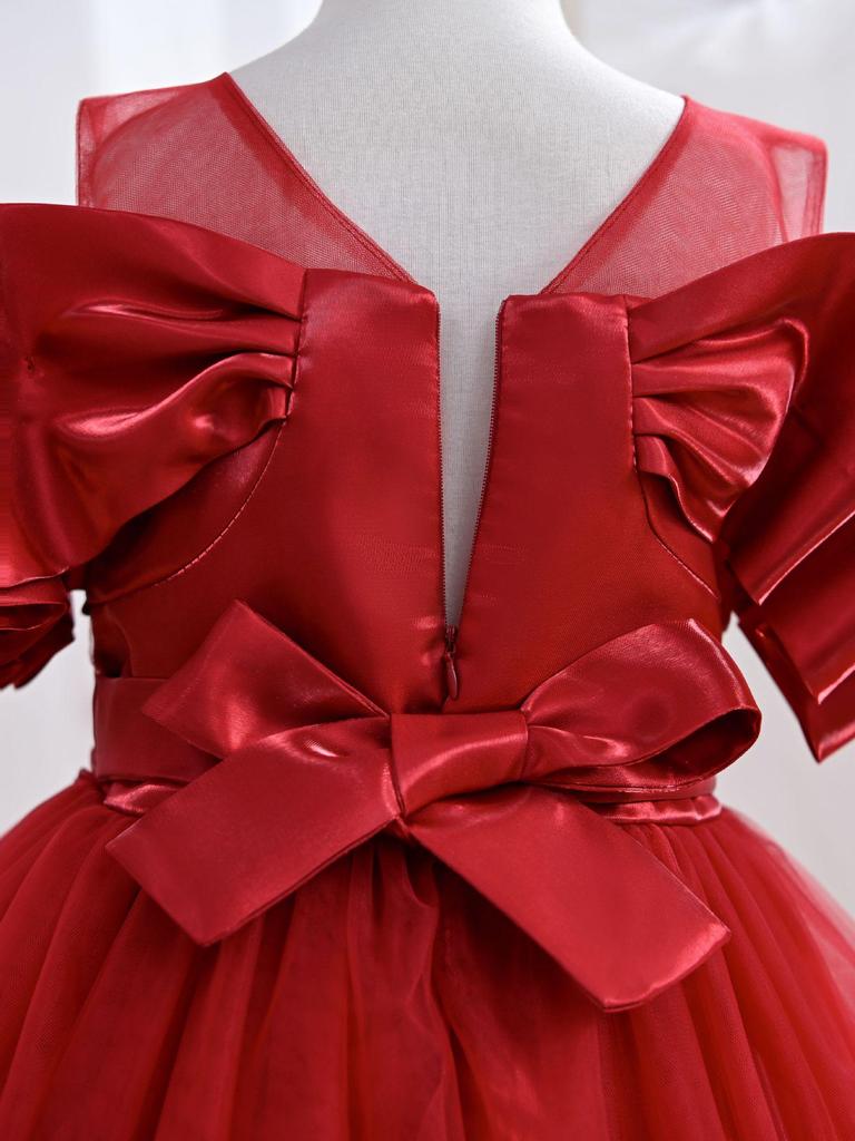 Европейское и американское сетчатое пышное платье принцессы в пол - Формальная одежда для девочки-цветочницы