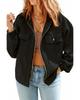 Black Plus Size Bishop Sleeve Zip Up Hooded Jacket