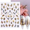1 Sheet Bronzing Laser Maple Leaves Flowers 3D Nail Stickers Abstract Slider Nail Art Adhesive Fall Nail Decorations