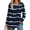Women's Casual Fashion Long Sleeve Shirt Striped Tunic Top