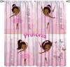 African American Kids Curtains,Afro Black Girl Window Treatments for Bedroom,Cute Girl Ballerina Dancer Pink Curtains Panel Sets