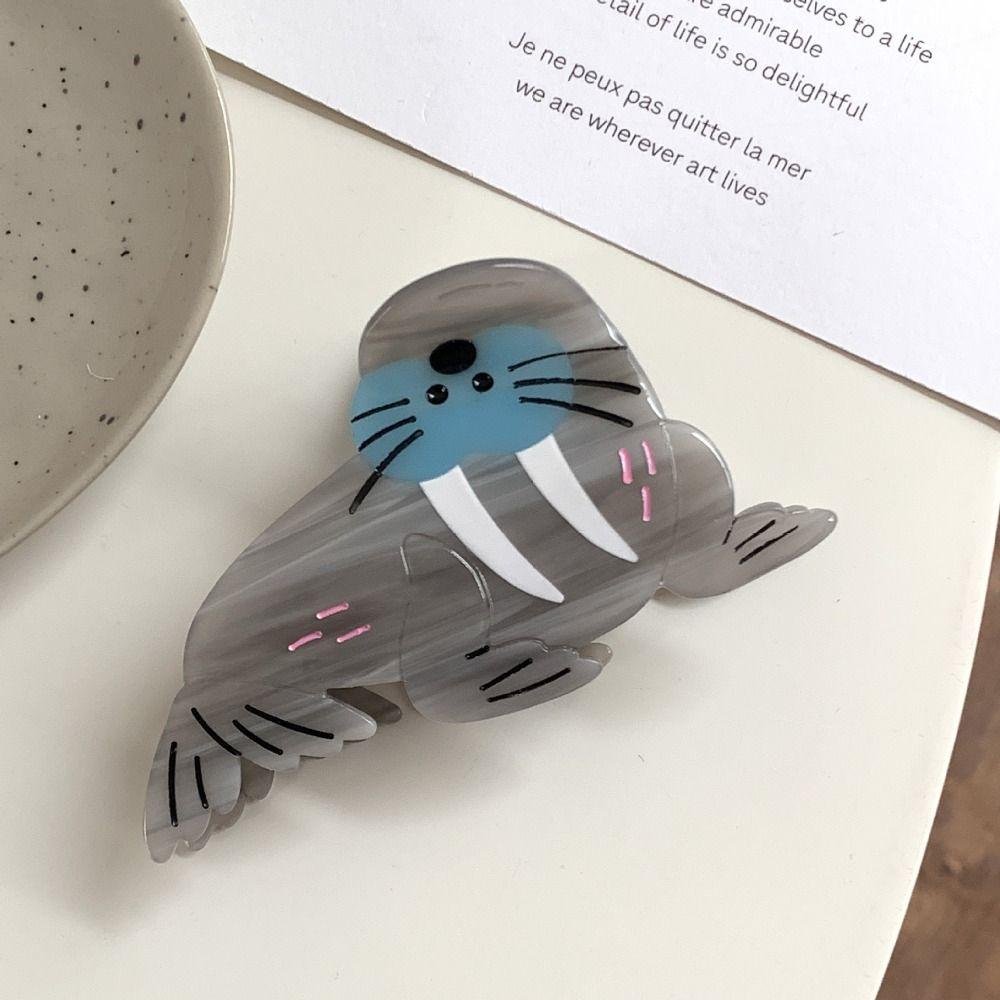 Acetic Acid Sea Lion Hair Claw Creative Geometry Shark Clip Ocean Animal Hair Clip Vacation