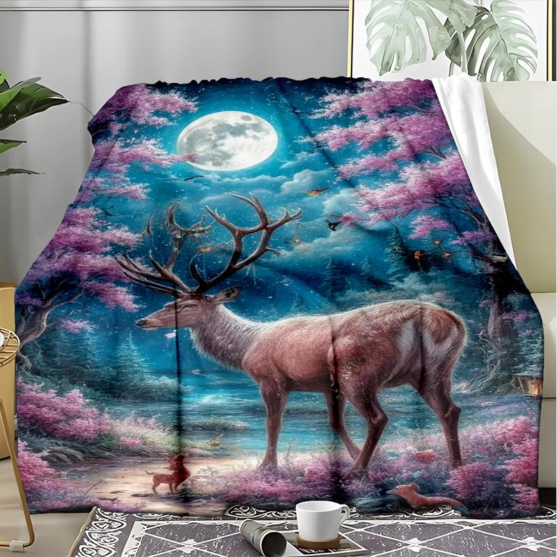 Powerful Charging Bull Ink Painting Blanket, Vintage Art Flannel Throw Blanket for Home Decor