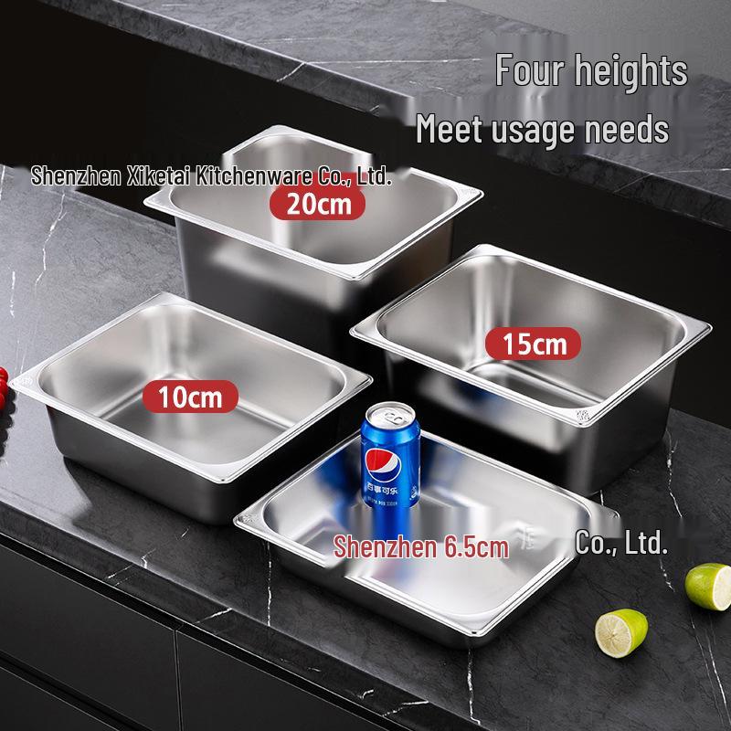 Stainless Steel Rectangular Portioning Basin with Lid for Milk Tea Shops