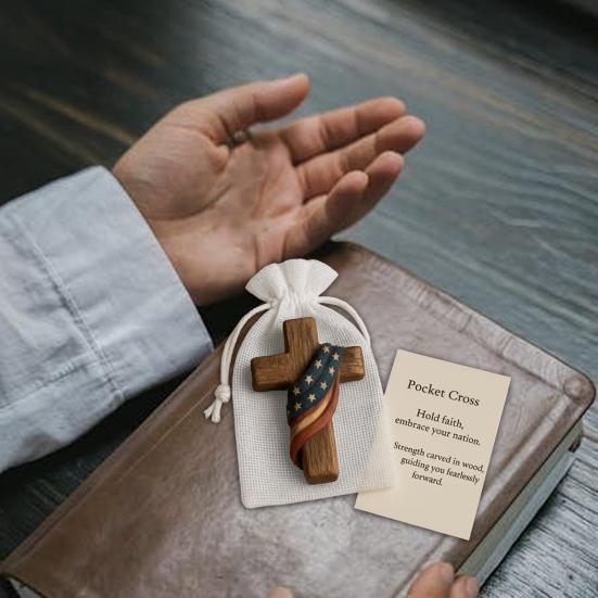 1/2Pcs Faith Fortitude Pocket Hug with Inspirational Card Portable Wooden Patriotic Faith Token Decoration Christian Religious Gifts