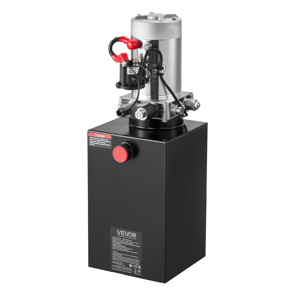 10 L Hydraulic Power Unit, Single Acting Dump Trailer Pump, 22 MPa Max Relief Pressure & 3.4 L/min Flow Rate, DC 12V Hydraulic Pump with Metal