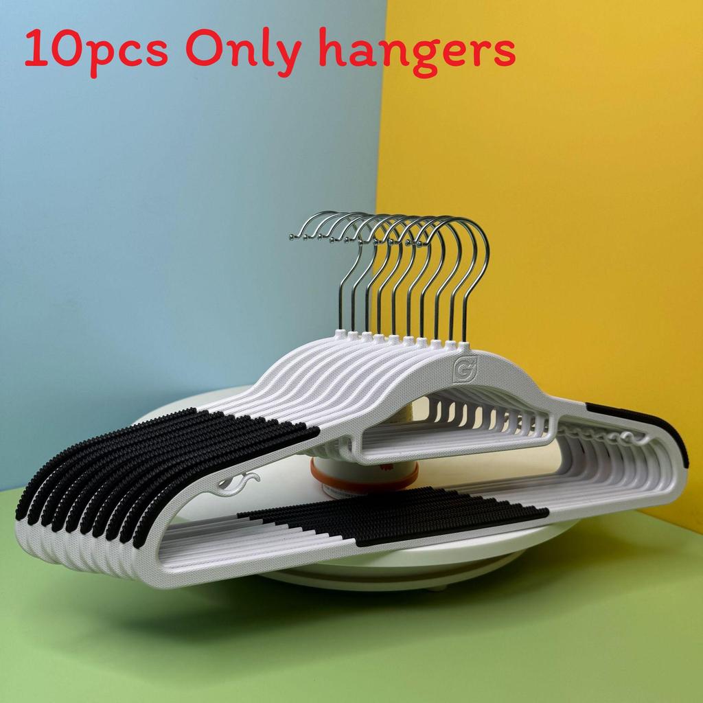 Big White Nonslip Plastic Hanger For Clothes And Pants Storage With Flexible Rotation