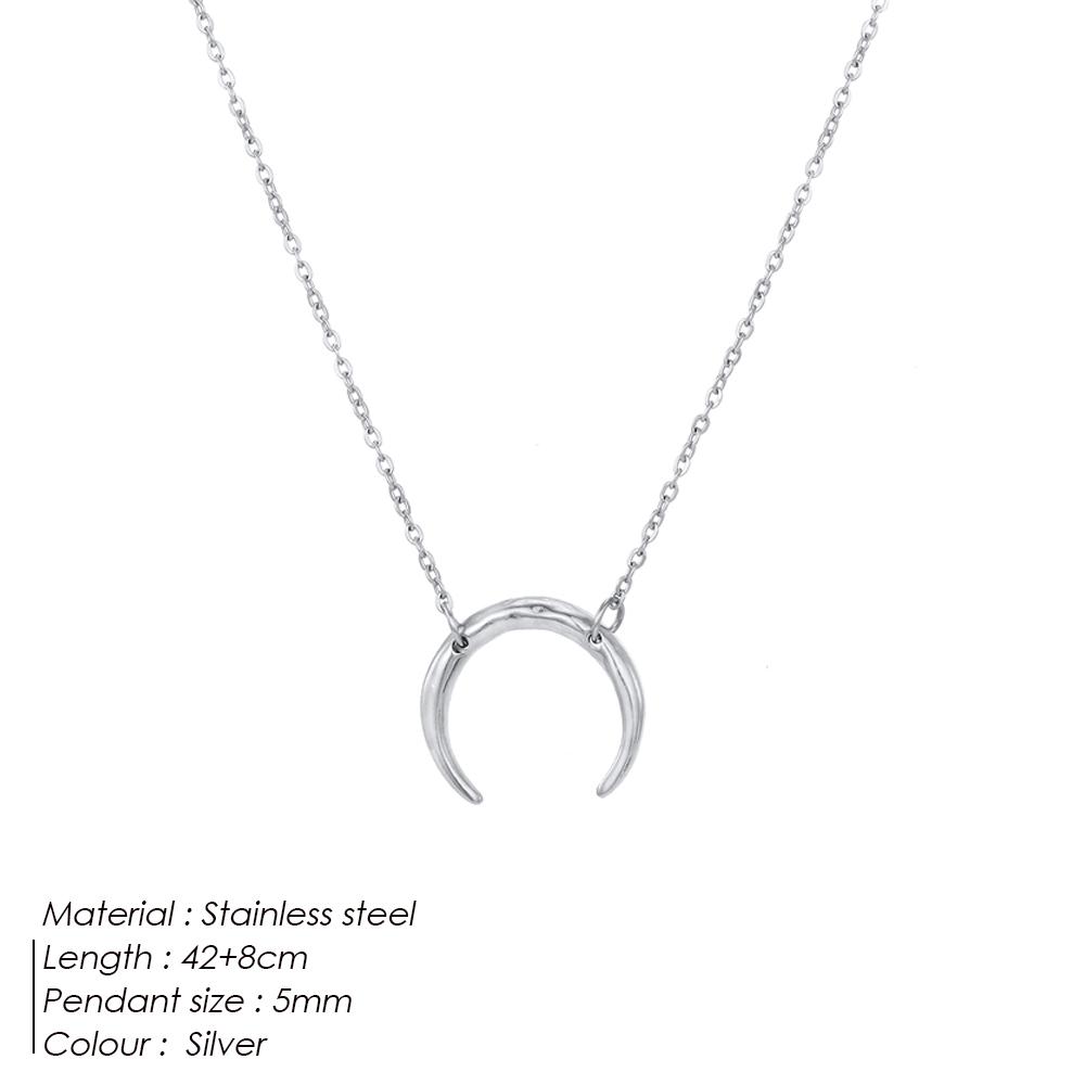 EMANCO Punk Stainless Steel Necklace Women Horn Pendant Choker Neklace for Women Statement Necklace Minimalist Jewelry