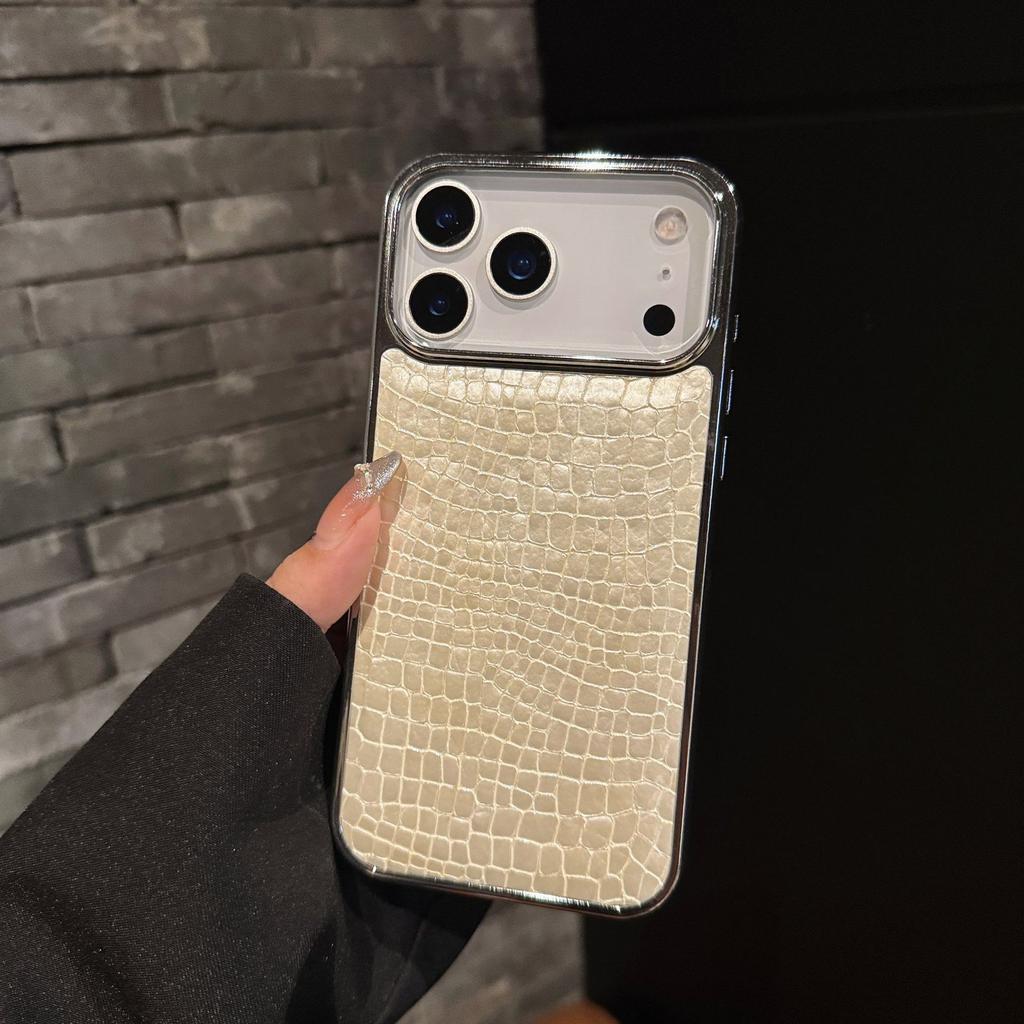 Роскошный глянцевый узор крокодиловой кожи для защитного чехла iPhone 17air для Apple 16promax гальванизированный чехол
