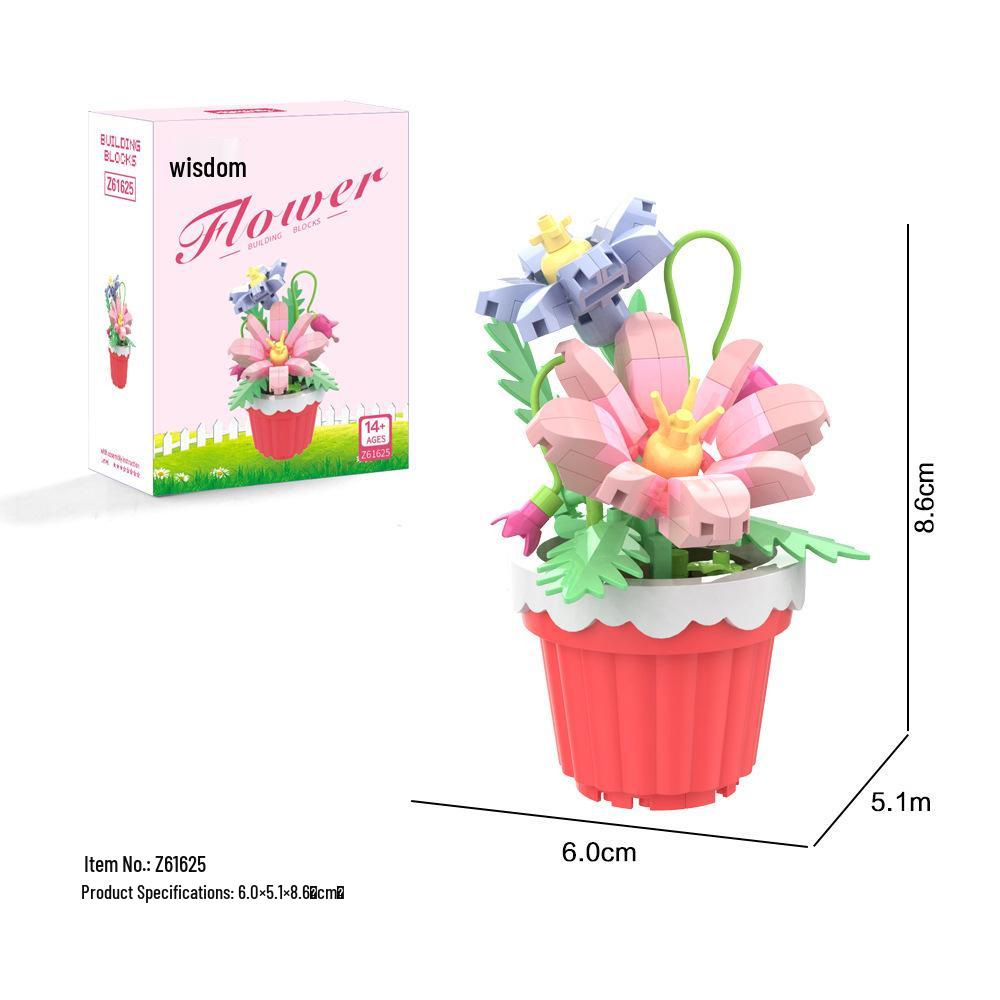 Preserved Succulent & Fresh Flower Educational Building Block Ornament - Perfect Small Gift for Boys and Girls' Birthdays