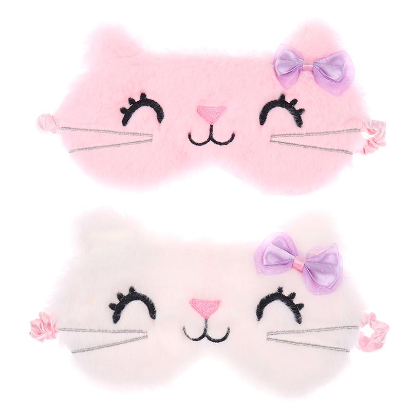 Зимняя мультяшная девушка, затемняющая маска для глаз, детская плюшевая милая маска для глаз с галстуком-бабочкой, котом, маской для сна, обеда, перерыва